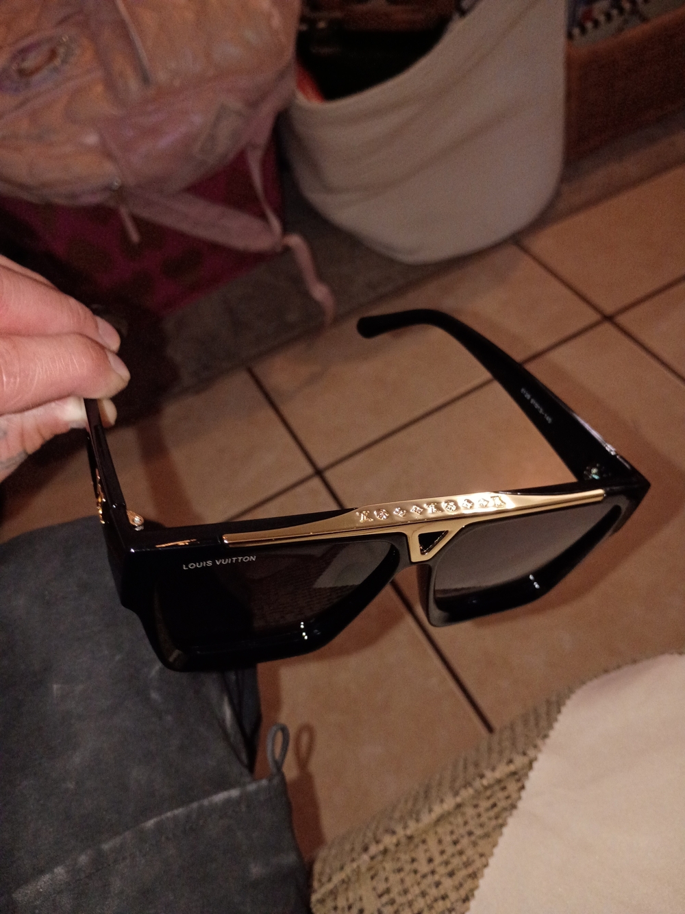 Louis Vuitton Black and Gold Men's Sunglasses